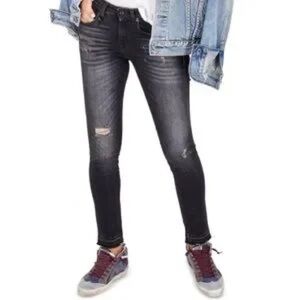 R13 Allison Skinny Distressed Black Denim